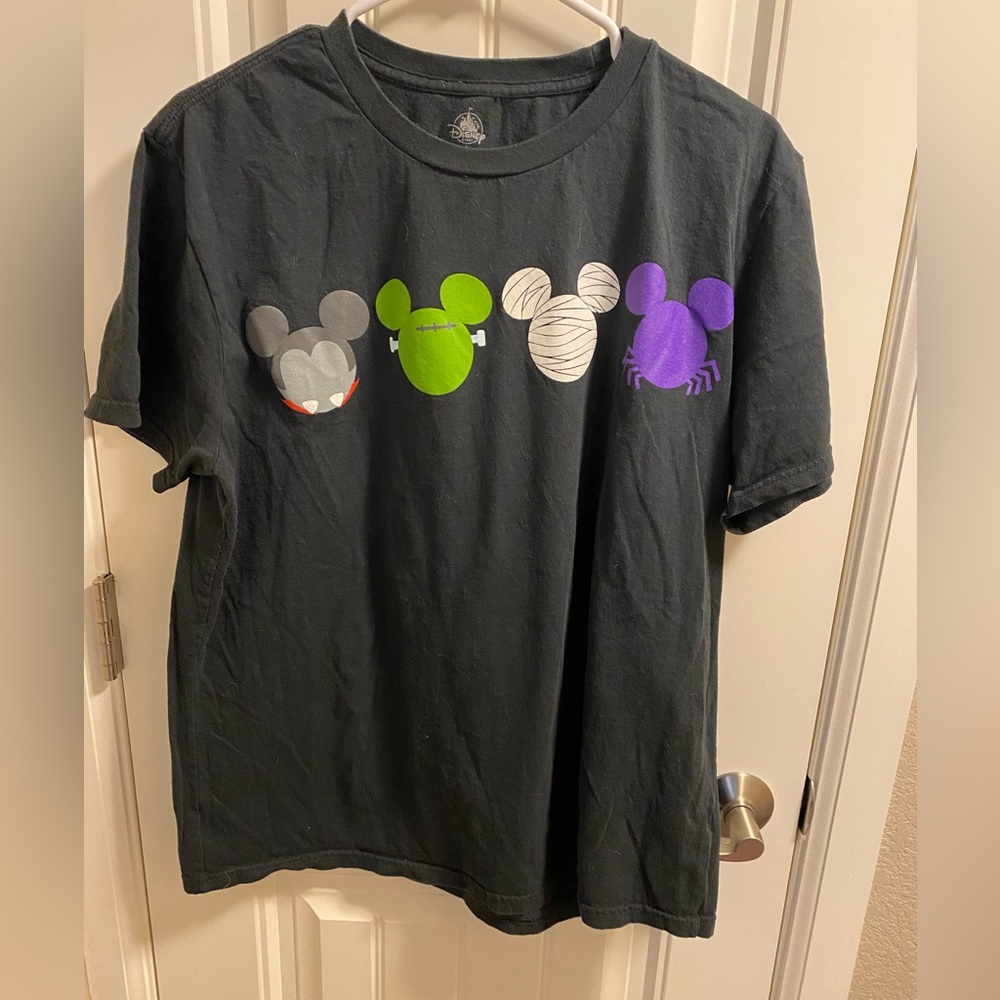 Disney Store L Top Halloween Black Adult Shirt Large T-shirt Lg Mickey Mouse